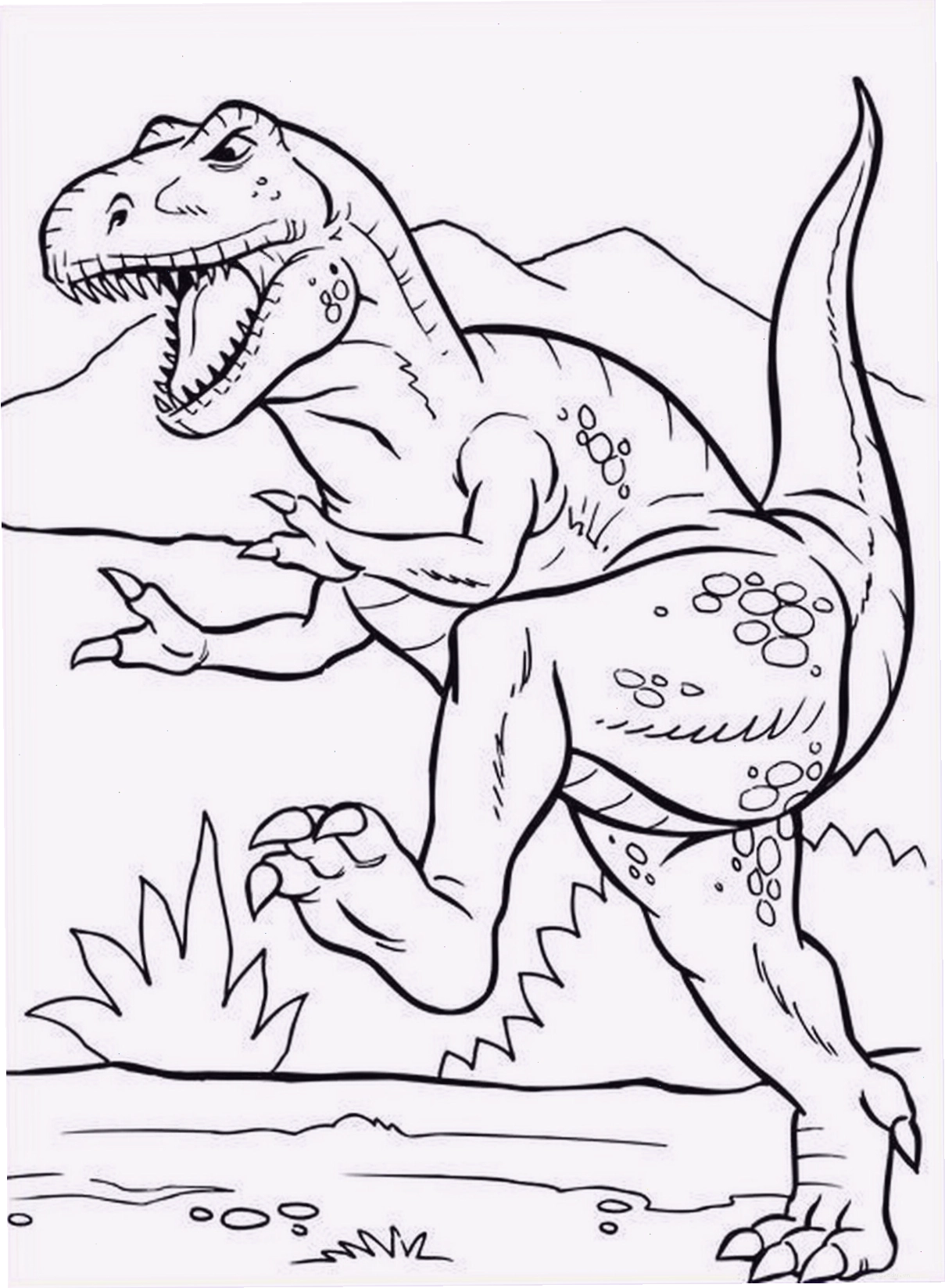 Tranh tô màu khủng long stegosaurus với mảng lưng đặc trưng và đuôi gai nhọn