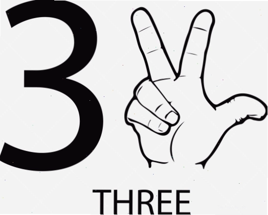 Tranh tô màu ký hiệu số 3 theo ngôn ngữ ký hiệu Mỹ (ASL)