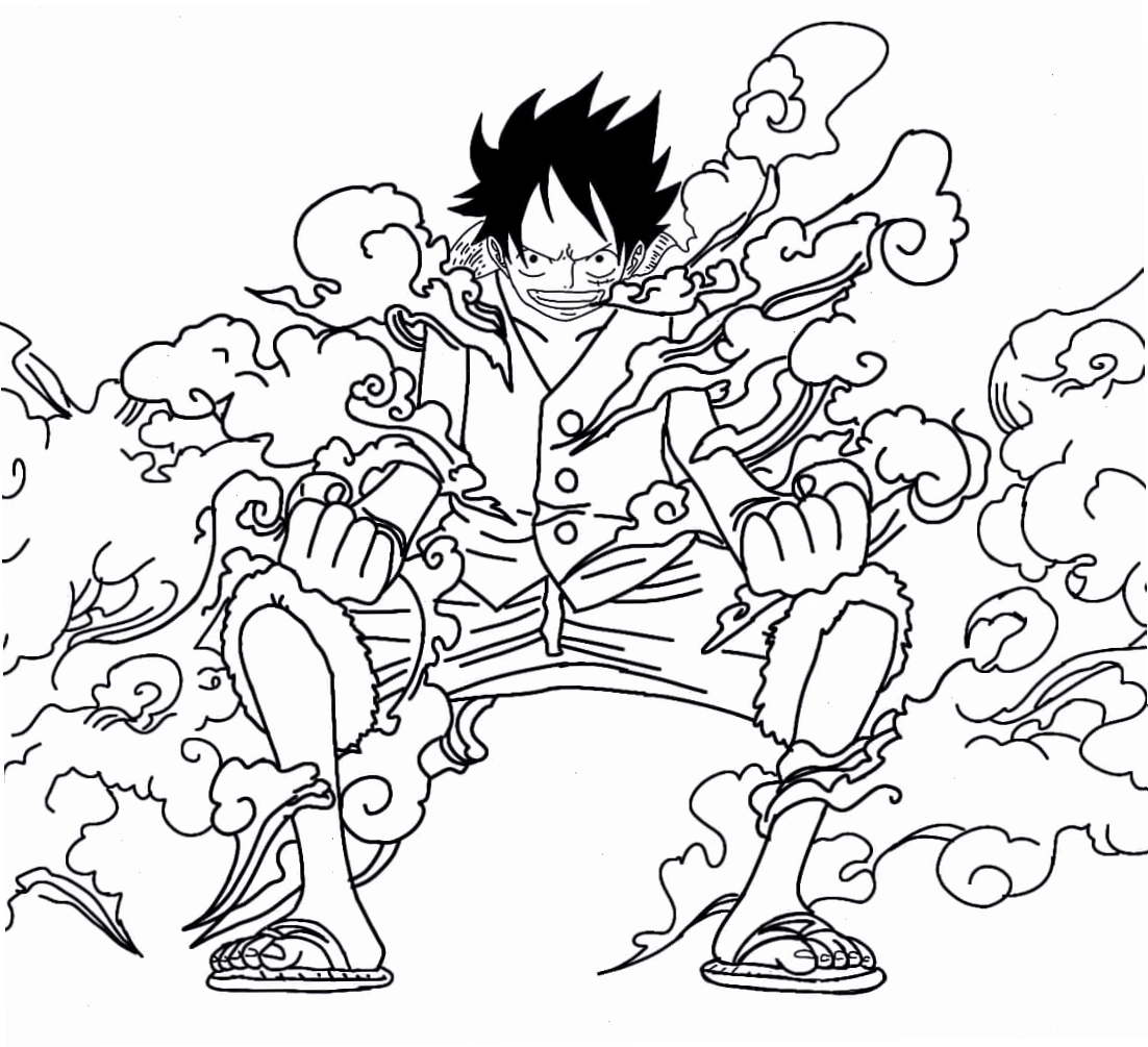 Tranh tô màu Luffy ở trạng thái Gear 2