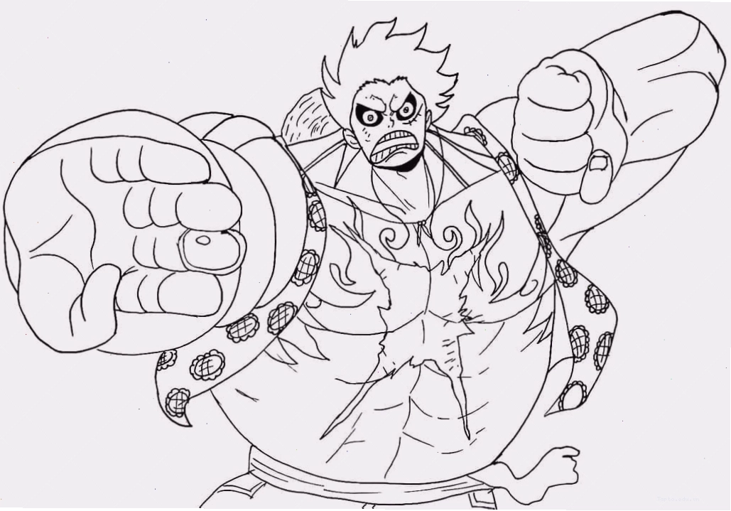 Tranh tô màu Luffy ở trạng thái Gear 4