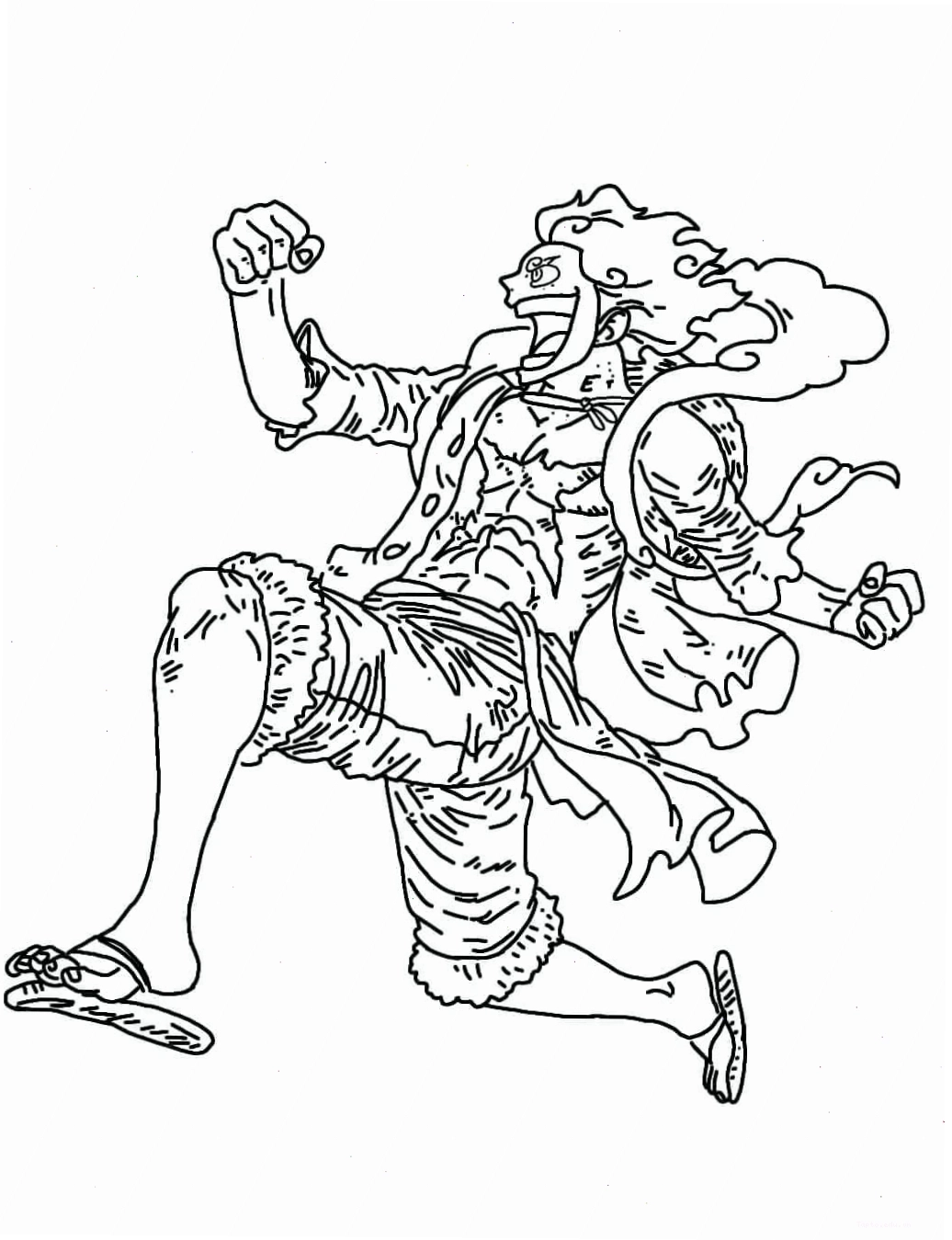 Tranh tô màu Luffy ở trạng thái Gear 5