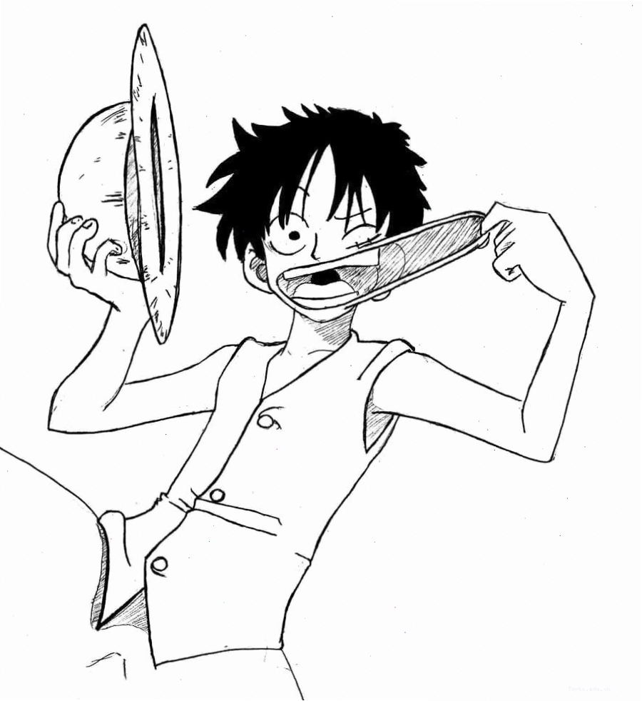 Tranh tô màu Luffy với biểu cảm ngộ nghĩnh đáng yêu
