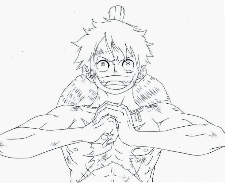 Tranh tô màu Luffy với khí thế hừng hực, sẵn sàng đối mặt thử thách