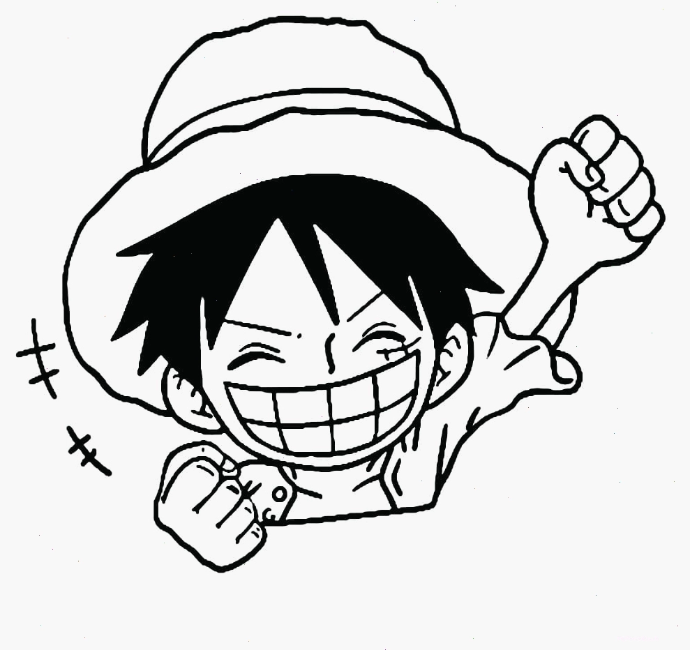 Tranh tô màu Luffy với nụ cười tươi tắn và biểu cảm hài hước