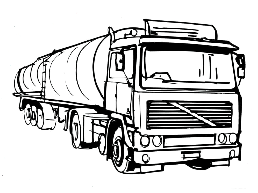 Tranh tô màu một chiếc xe bồn đơn lẻ