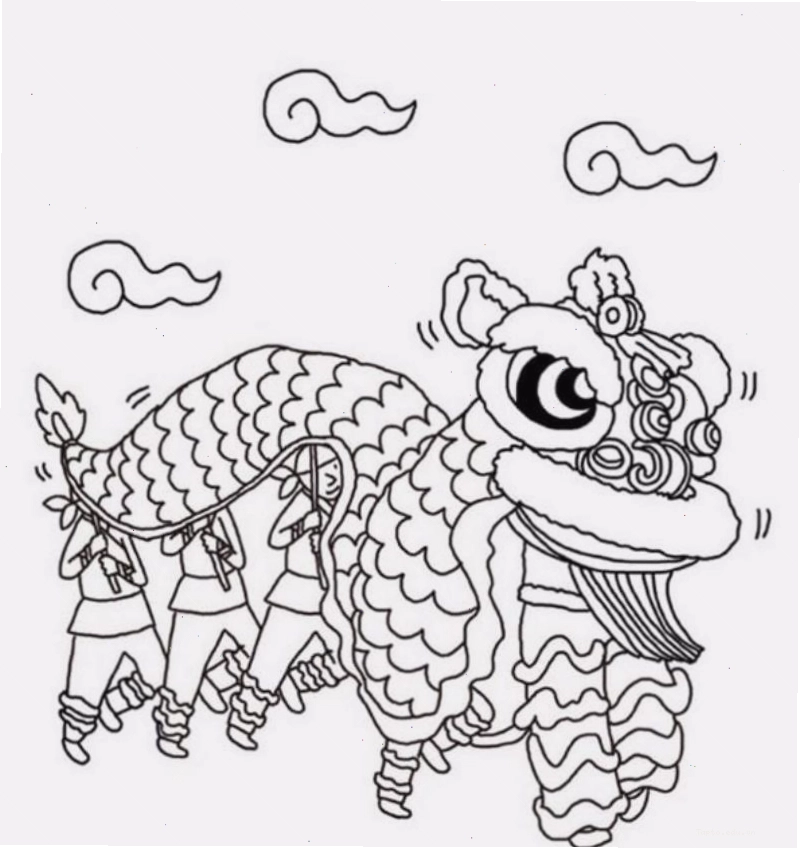 Tranh tô màu múa lân ngày Tết 4