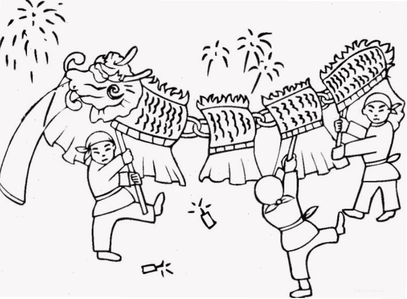 Tranh tô màu múa lân ngày Tết 5
