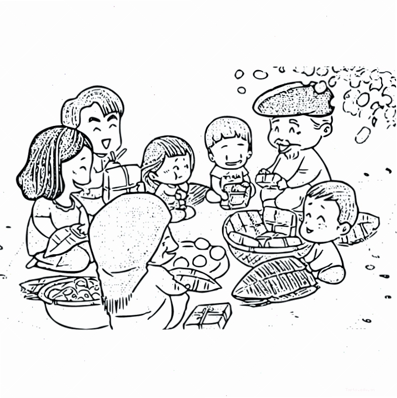 Tranh tô màu ngày Tết đẹp mắt