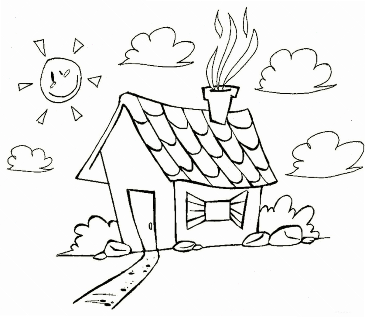 Tranh tô màu ngôi nhà biệt thự đơn giản