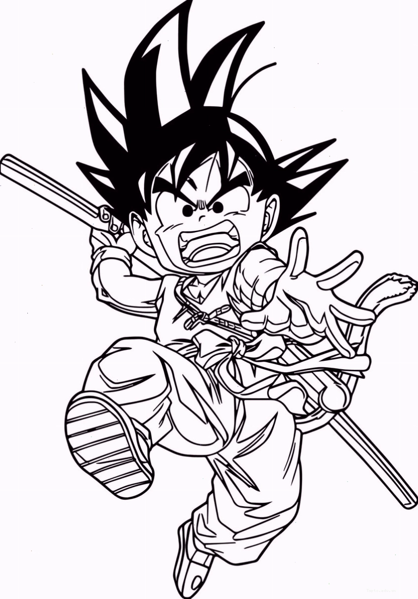 Tranh tô màu Songoku tập trung năng lượng
