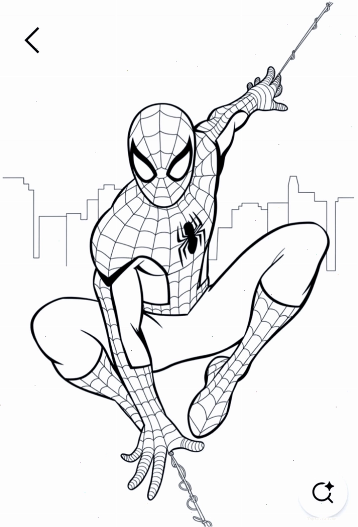 Tranh tô màu Spider-Man 1 đang đu dây bắn tơ
