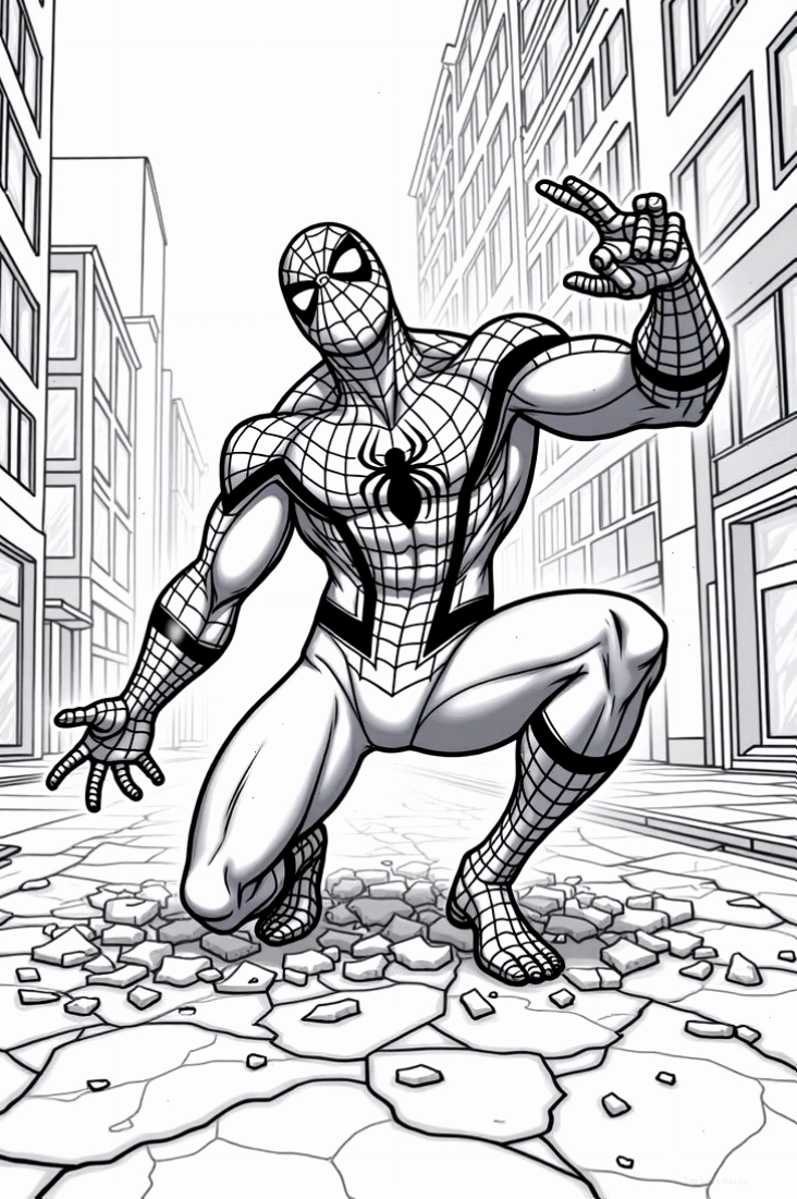 Tranh tô màu Spider Man 23 đầy biểu cảm