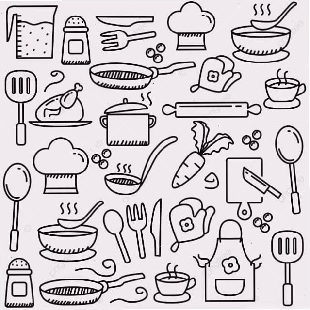 Tranh tô màu sticker chủ đề nấu ăn