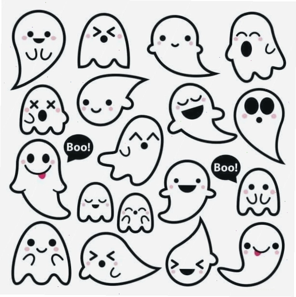 Tranh tô màu sticker hình con ma dễ thương
