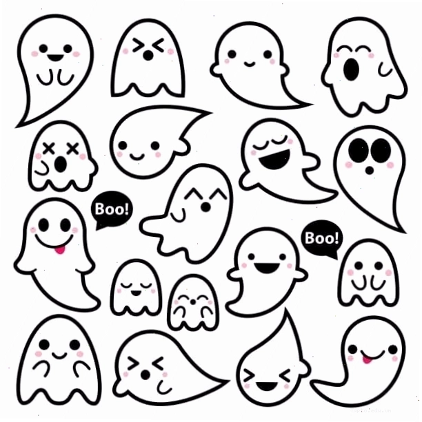 Tranh tô màu sticker hình con ma dễ thương