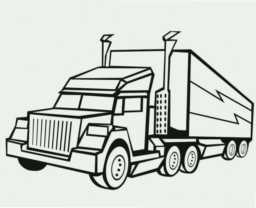Tranh tô màu tập tô xe container cho bé làm quen