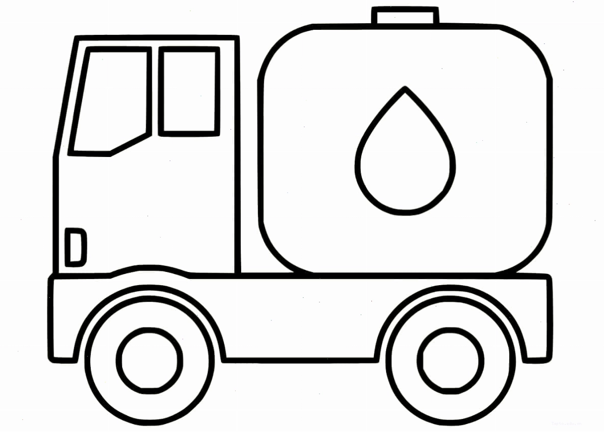 Tranh tô màu xe bồn chở xăng cho bé tập tô
