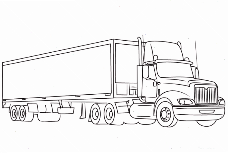 Tranh tô màu xe container đẹp với nhiều chi tiết sắc nét