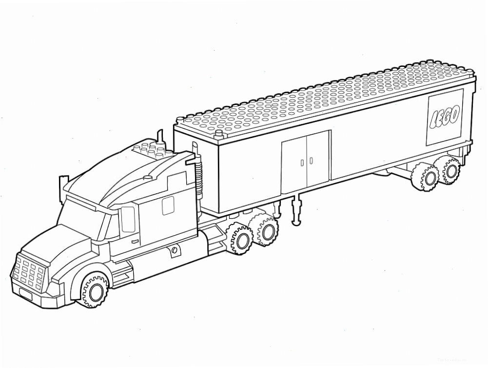 Tranh tô màu xe container mô phỏng từ đồ chơi Lego