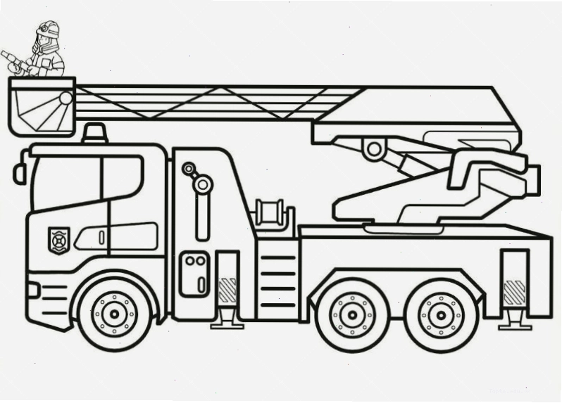 Tranh tô màu xe cứu hỏa với nhiều chi tiết trang trí độc đáo