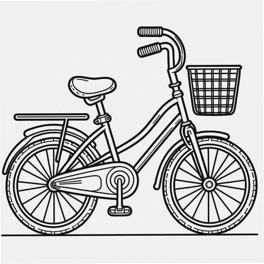 Tranh tô màu xe đạp có giỏ xinh xắn