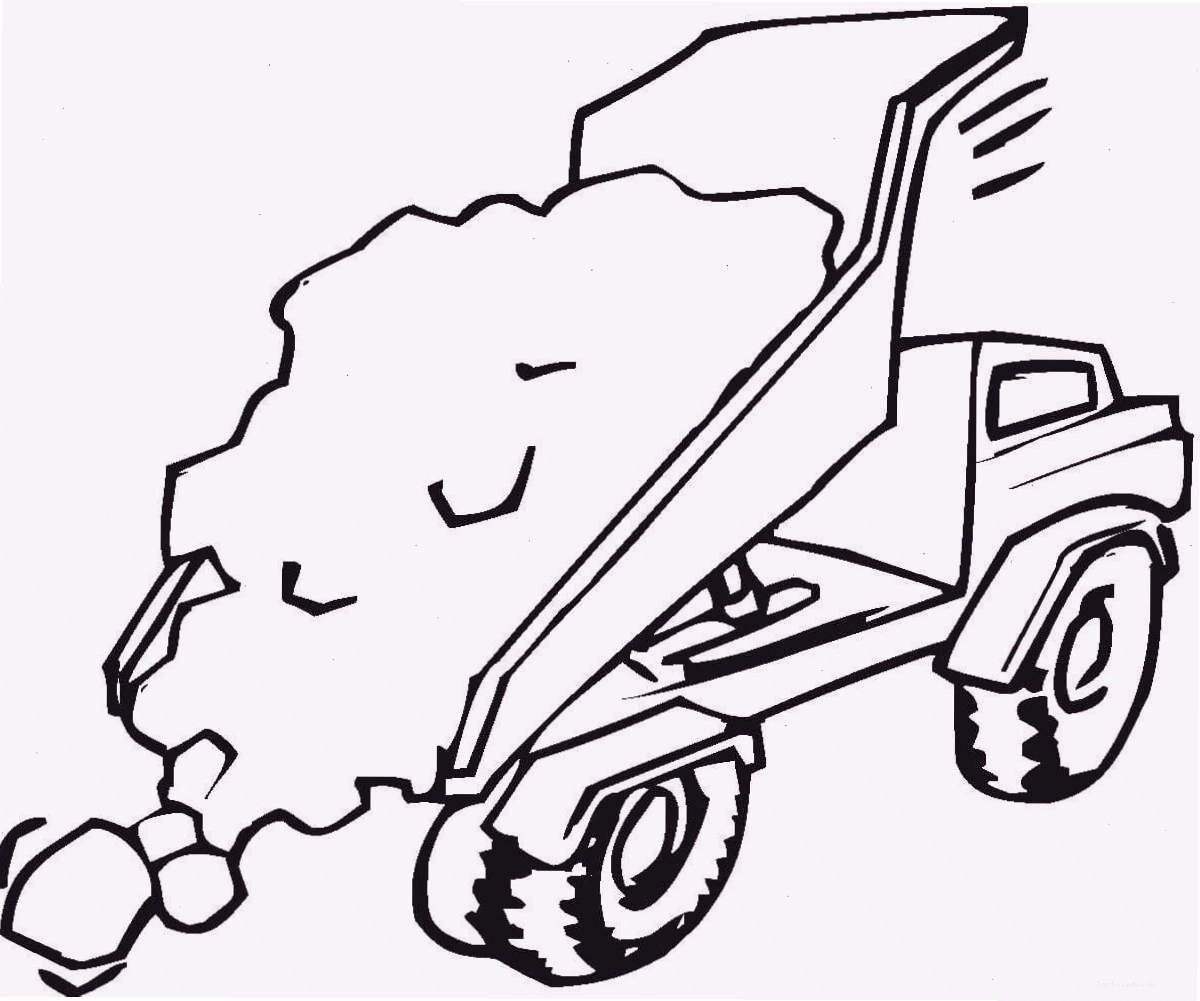 Tranh tô màu xe tải đổ đất đá cho bé