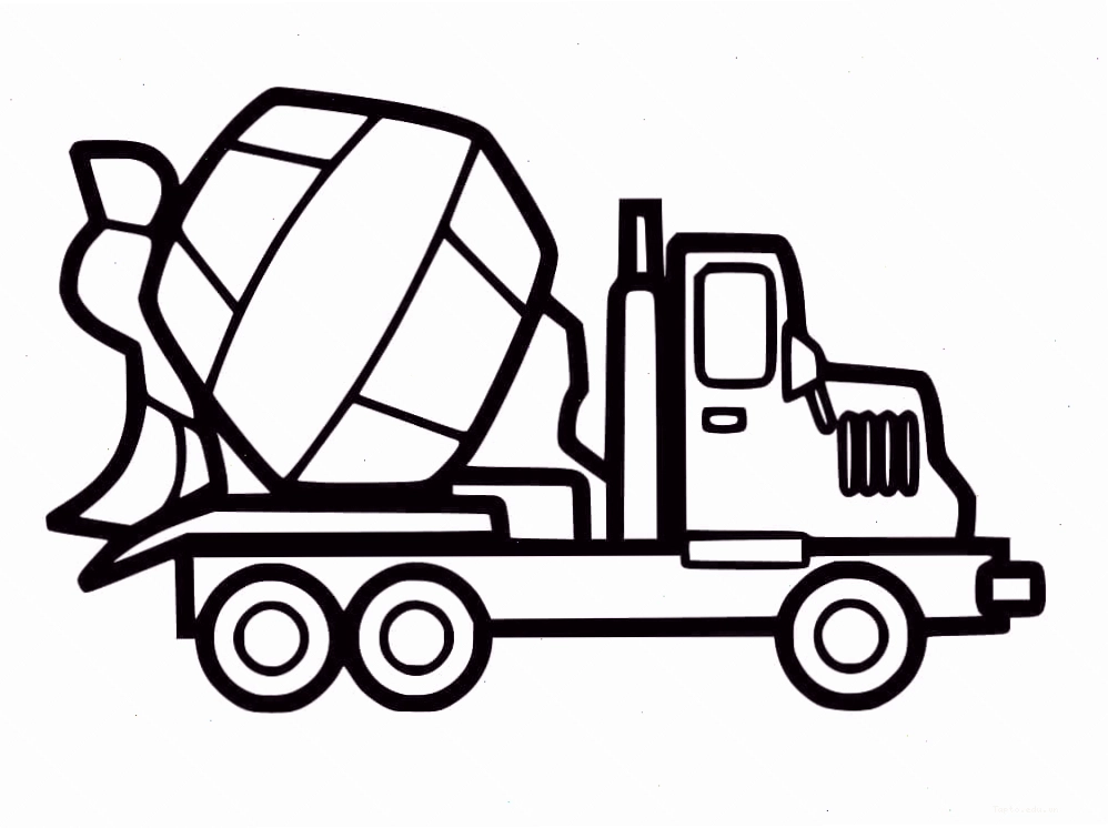 Tranh tô màu xe trộn bê tông nhiều bộ phận