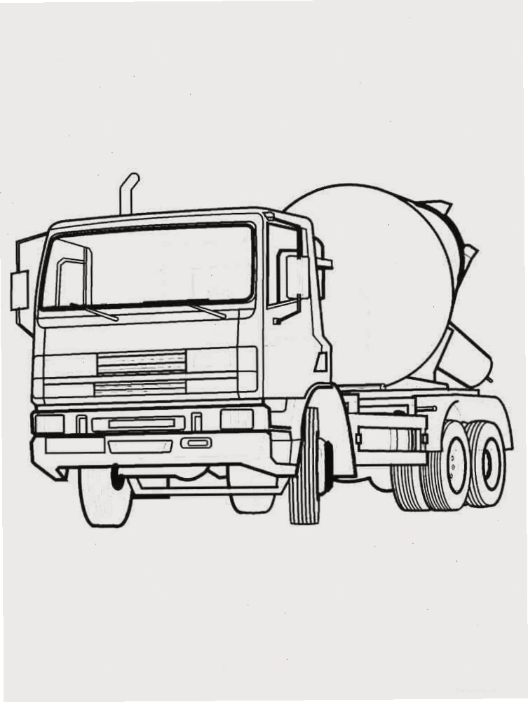 Tranh tô màu xe trộn bê tông nhiều màu sắc