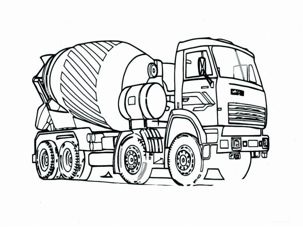 Tranh tô màu xe trộn bê tông với các góc nhìn khác nhau