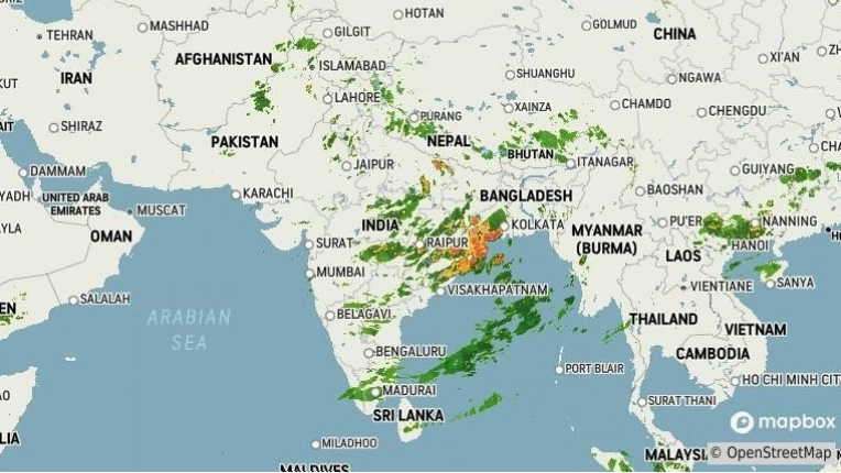 Ahmedabad Weather Radar showing current precipitation