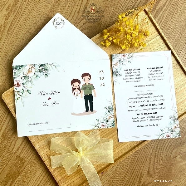 Mẫu thiệp cưới chibi cá nhân hóa theo ảnh thật