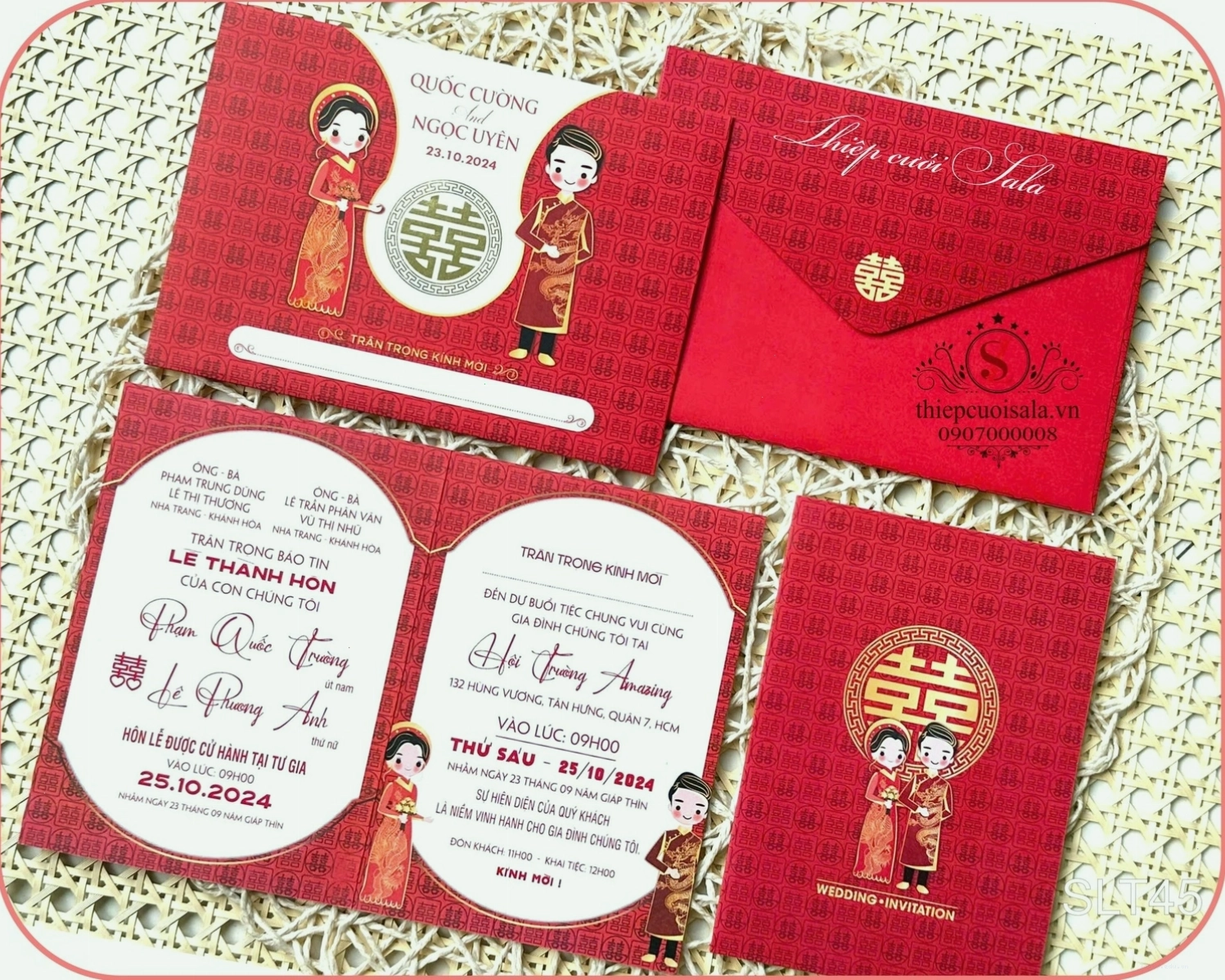 Thiệp cưới màu đỏ phong cách tinh tế