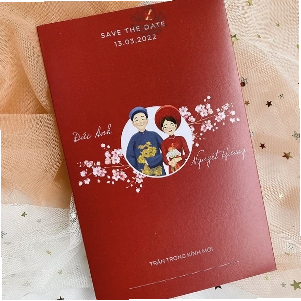 Thiệp cưới vẽ chibi phong cách hoạt hình sinh động