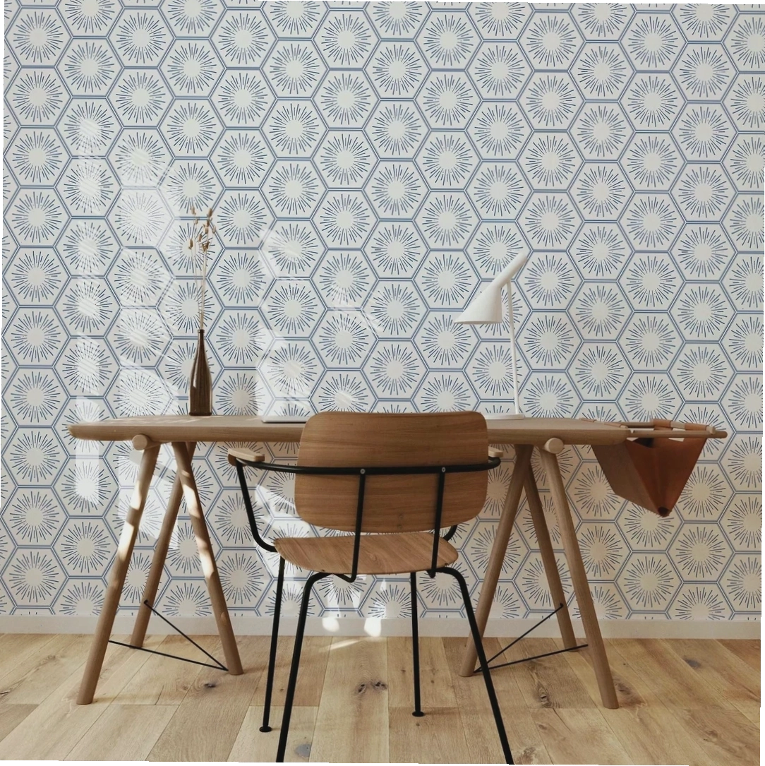 Deep sapphire blue wallpaper pattern