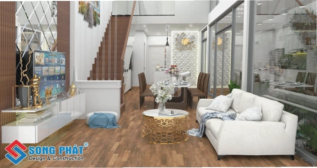 Mẫu phòng khách đẹp sử dụng nội thất gỗ sang trọng