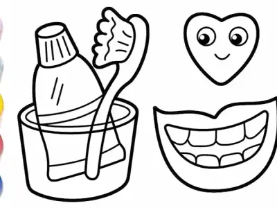 Tranh tô màu bàn chải đánh răng ngộ nghĩnh cho bé sáng tạo