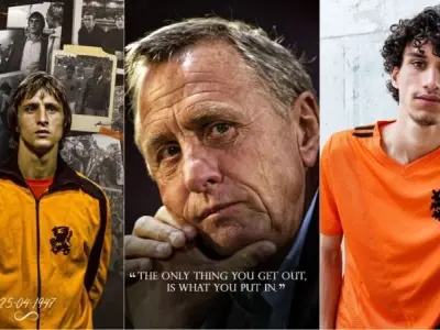 Ảnh Johan Cruyff tỏa sáng trong màu áo đội tuyển Hà Lan