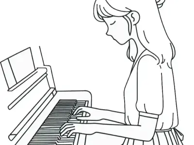 Tranh tô màu đàn piano đẹp và sáng tạo cho mọi lứa tuổi
