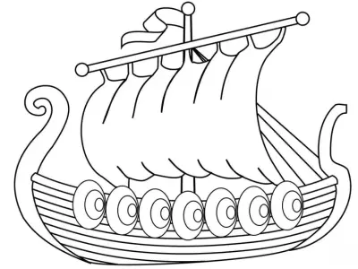 Ảnh tranh tô màu tàu Viking đẹp, chi tiết cho bé sáng tạo